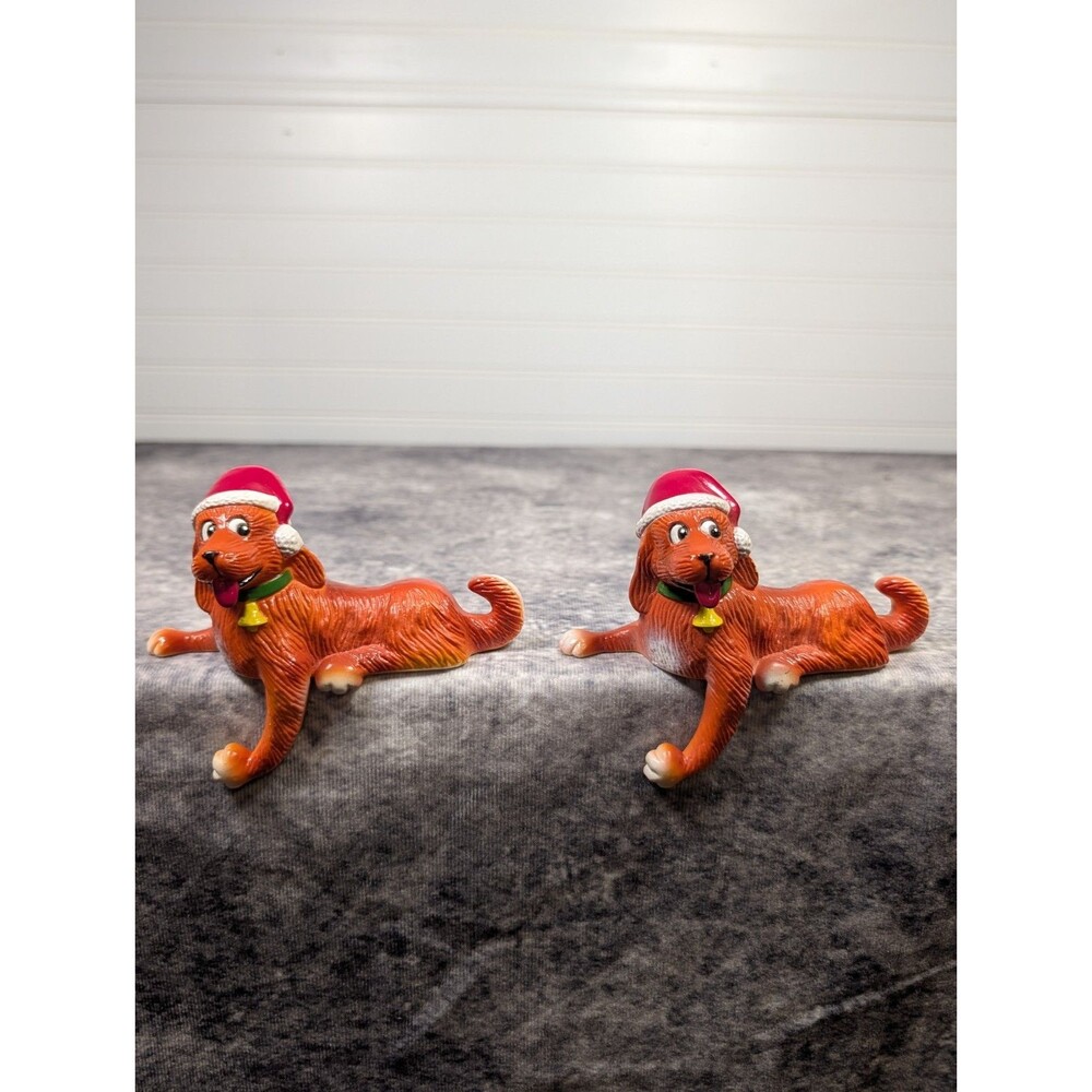 Vintage Lot Of 2 1982 Sun Hill Christmas Dog Shelf Sitter